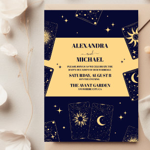 Gold Blue  Elegant Tarot Card Wedding