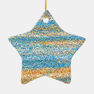 Gold Blue Glitter Abstract Ceramic Tree Decoration