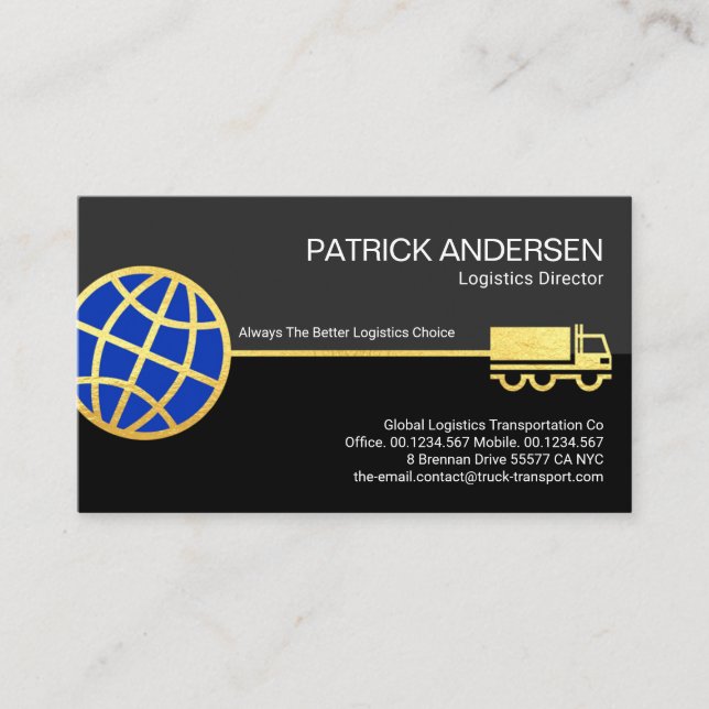 Gold Blue Global Logistics Supply Line Business Card (Front)