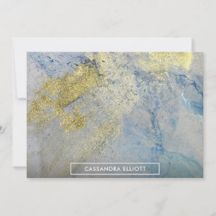 Gold Blue Green Marble Alcohol Ink Abstract Art Thank You Card
