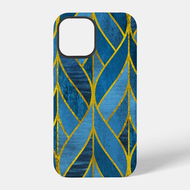 Gold Blue Grunge Pattern iPhone Case (Back)