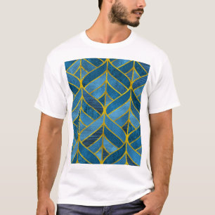 Gold Blue Grunge Pattern T-Shirt