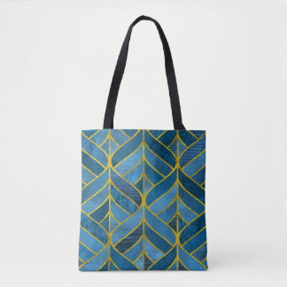 Gold Blue Grunge Pattern Tote Bag