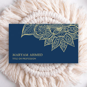 Gold Blue Henna Mehndi Islamic Business Card