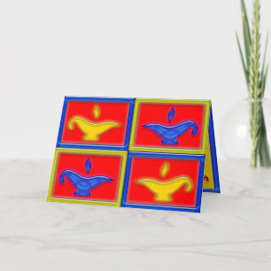 Gold & Blue Lamps Diwali Card
