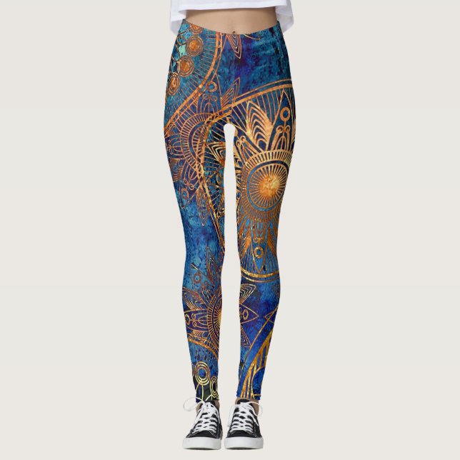Gold & Blue Leggings (Front)
