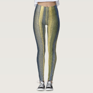 Gold Blue Lines Custom Leggings