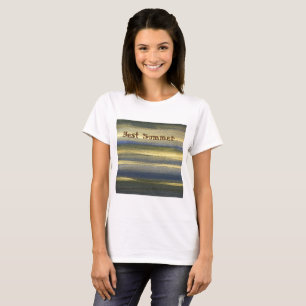 Gold Blue Lines Women's Basic T-Shirt, White T-Shirt