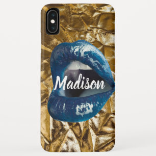 Gold Blue Lips Makeup Beauty Custom Personalised   iPhone XS Max Case