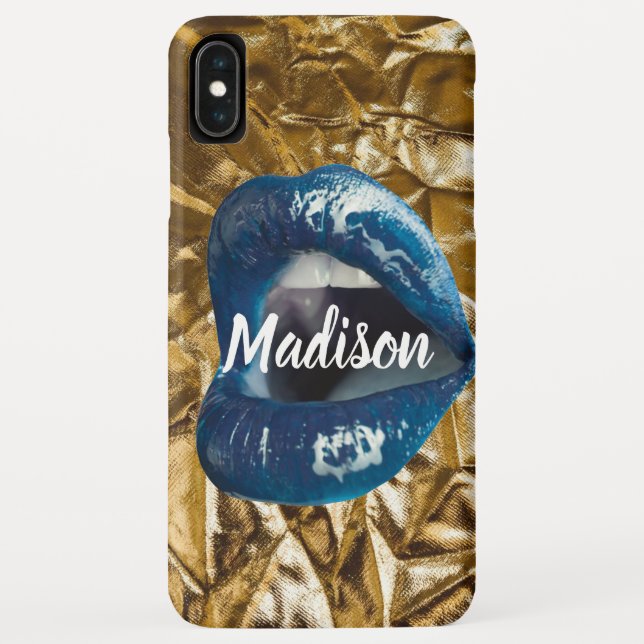 Gold Blue Lips Makeup Beauty Custom Personalised   Case-Mate iPhone Case (Back)