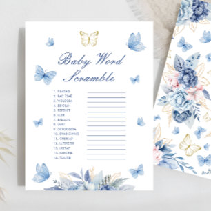Gold Blue Little Butterfly Baby Word Scramble Game