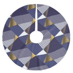 Gold Blue Luxury: Geometric Seamless Pattern Brushed Polyester Tree Skirt