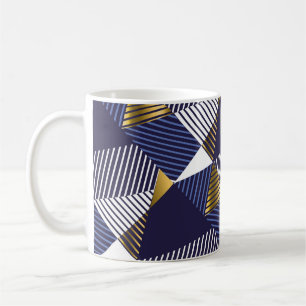 Gold Blue Luxury: Geometric Seamless Pattern Coffee Mug