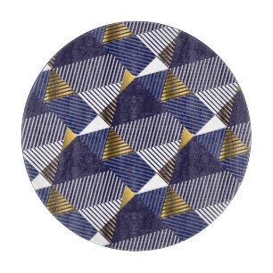 Gold Blue Luxury: Geometric Seamless Pattern Cutting Board