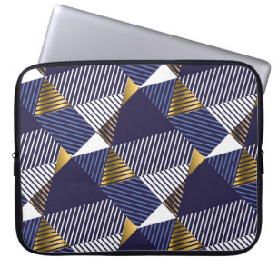 Gold Blue Luxury: Geometric Seamless Pattern Laptop Sleeve
