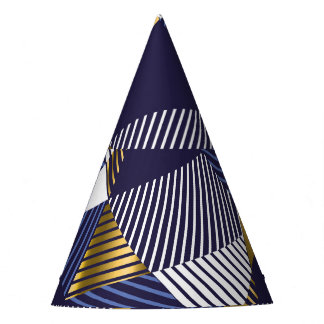 Gold Blue Luxury: Geometric Seamless Pattern Party Hat