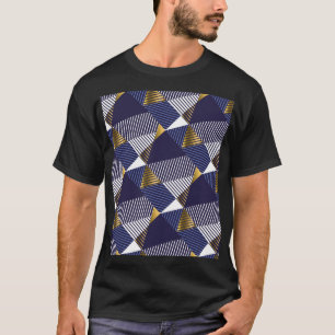 Gold Blue Luxury: Geometric Seamless Pattern T-Shirt