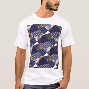 Gold Blue Luxury: Geometric Seamless Pattern T-Shirt