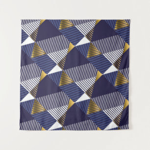 Gold Blue Luxury: Geometric Seamless Pattern Tapestry