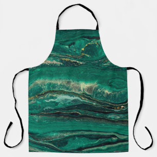Gold Blue Marbling: Fluid Art Apron