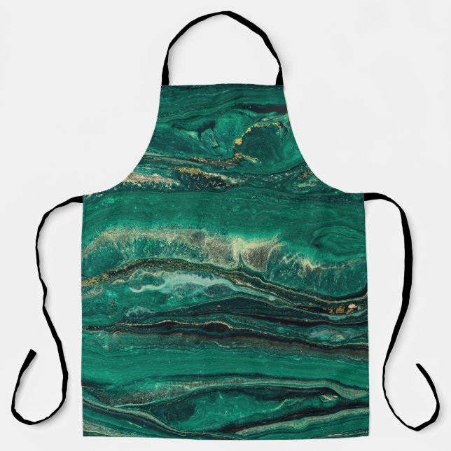 Gold Blue Marbling: Fluid Art Apron (Front)