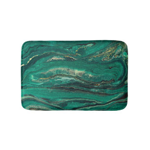 Gold Blue Marbling: Fluid Art Bath Mat