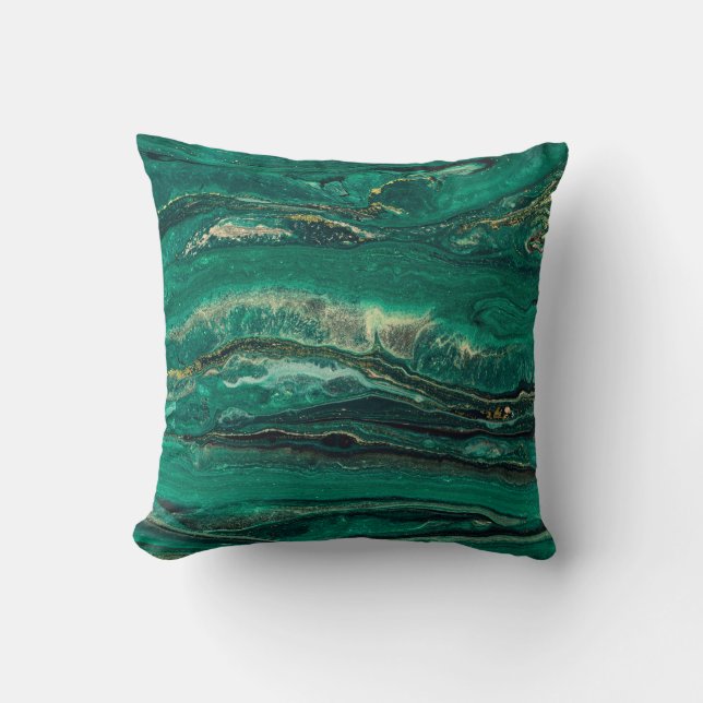 Gold Blue Marbling: Fluid Art Cushion (Front)