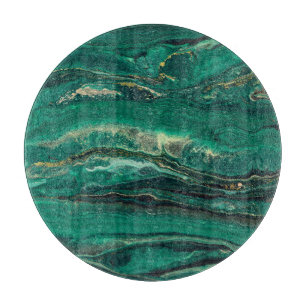 Gold Blue Marbling: Fluid Art Cutting Board