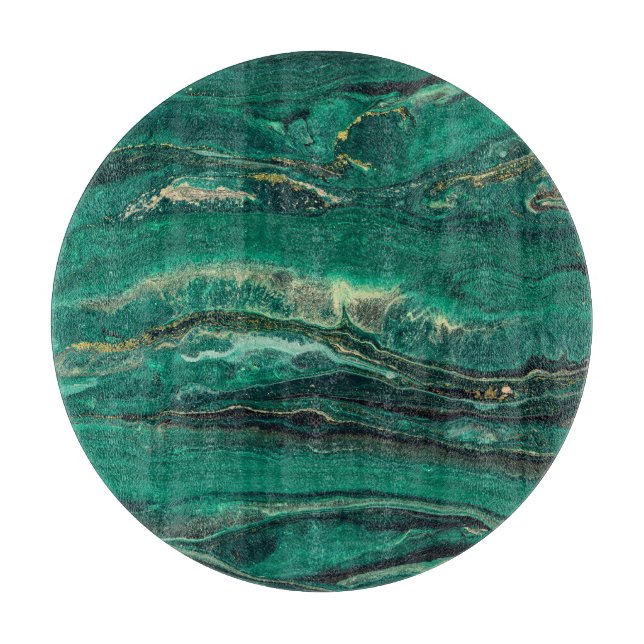 Gold Blue Marbling: Fluid Art Cutting Board (Front)