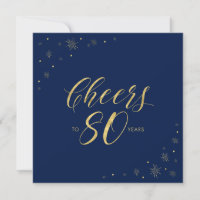 Gold & Blue | Modern 80th Birthday Party Square