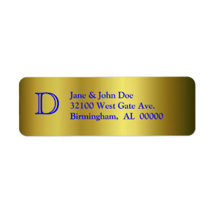 Gold & Blue Monogram Address Labels