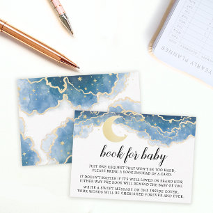 Gold blue moon baby boy shower enclosure cards