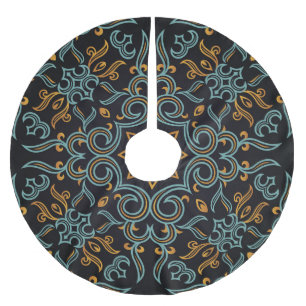 Gold & Blue: Ornamental Vintage Brushed Polyester Tree Skirt