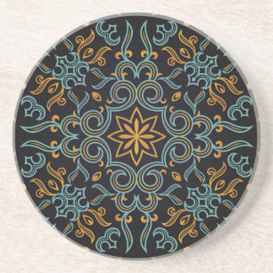 Gold & Blue: Ornamental Vintage Coaster