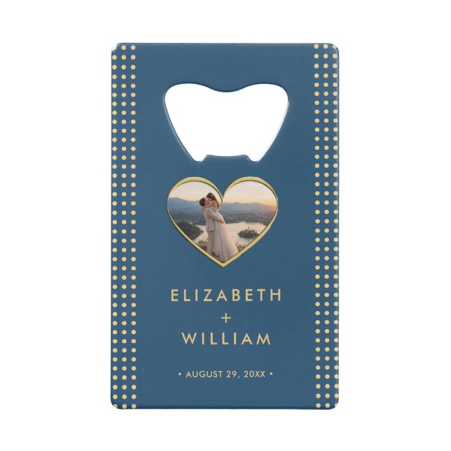 Gold & Blue Polka Dot Personalised wedding (Front)