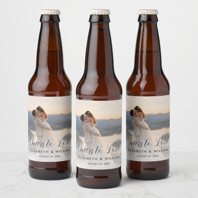 Gold & Blue Polka Dot Personalised wedding Beer Bottle Label (Bottles)