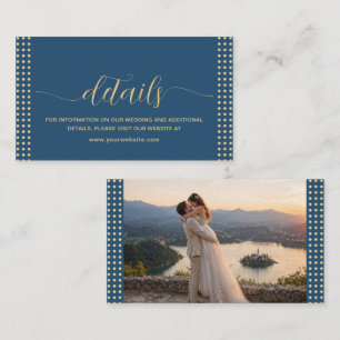 Gold & Blue Polka Dot Personalised wedding Enclosure Card