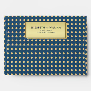 Gold & Blue Polka Dot Personalised wedding Envelope