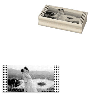 Gold & Blue Polka Dot Personalised wedding Rubber Stamp