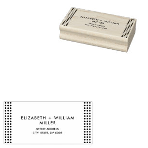 Gold & Blue Polka Dot Personalised wedding Rubber Stamp
