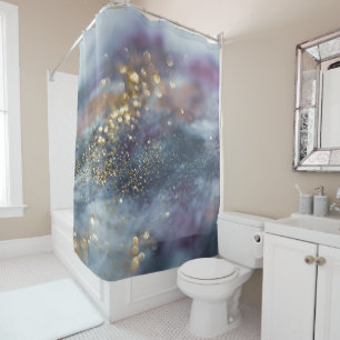 Gold Blue Purple Glitter Glam 1 Shower Curtain