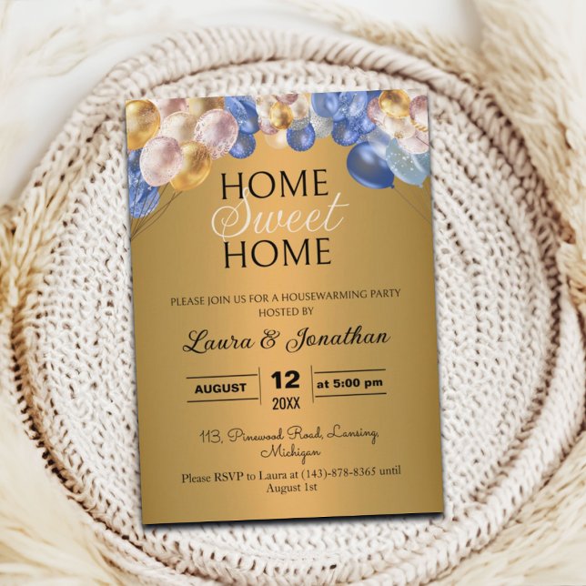 Gold Blue Silver Glitter Housewarming Party  Invitation (Creator Uploaded)