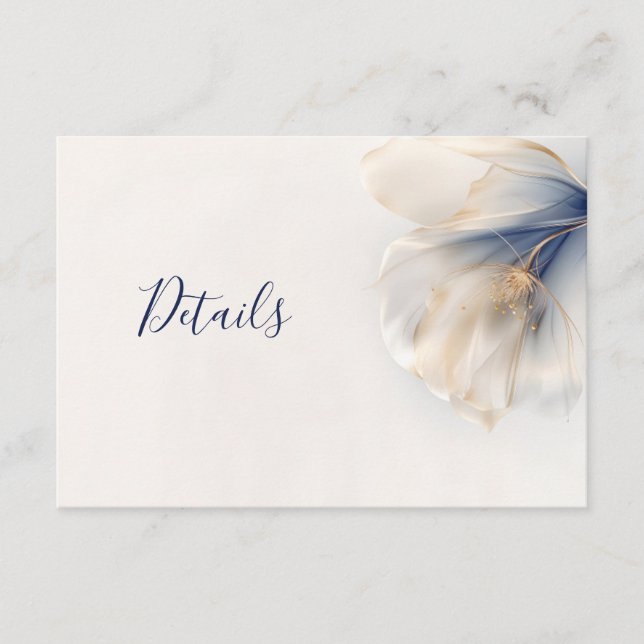 Gold Blue Smoky Dreamy Flower Wedding Enclosure Card (Front)