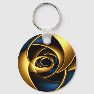 gold blue spiral abstract vortex pattern luxury ge key ring