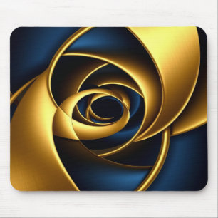 gold blue spiral abstract vortex pattern luxury ge mouse mat