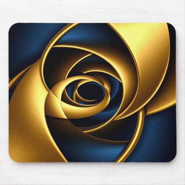 gold blue spiral abstract vortex pattern luxury ge mouse mat (Front)