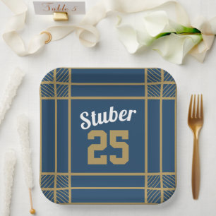 Gold & Blue Sports Theme Paper Plate