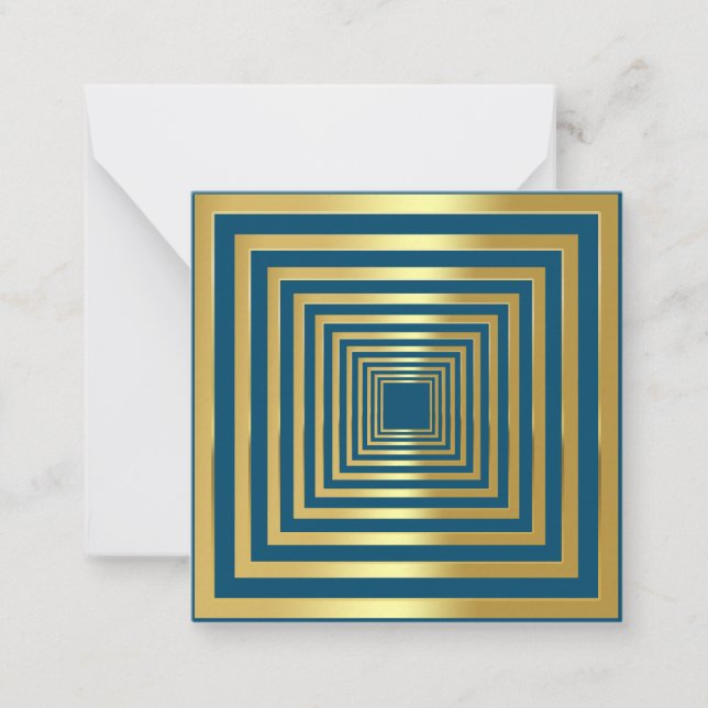 Gold blue squared elegant 3d effect card (Front)