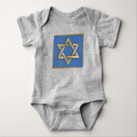 Gold Blue Star of David Art Panel Baby Bodysuit<br><div class="desc">You are viewing The Lee Hiller Photography Art and Designs Collection of Home and Office Decor,  Apparel,  Gifts and Collectibles. The Designs include Lee Hiller Photography and Mixed Media Digital Art Collection. You can view her Nature photography at http://HikeOurPlanet.com/ and follow her hiking blog within Hot Springs National Park.</div>