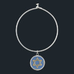 Gold Blue Star of David Art Panel   Bangle Bracelet<br><div class="desc">You are viewing The Lee Hiller Photography Art and Designs Collection of Home and Office Decor,  Apparel,  Gifts and Collectibles. The Designs include Lee Hiller Photography and Mixed Media Digital Art Collection. You can view her Nature photography at http://HikeOurPlanet.com/ and follow her hiking blog within Hot Springs National Park.</div>